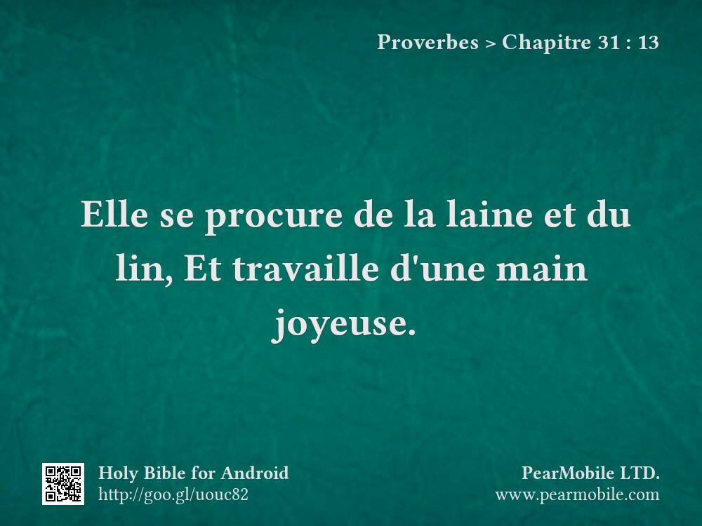 Proverbes, Chapitre 31:13